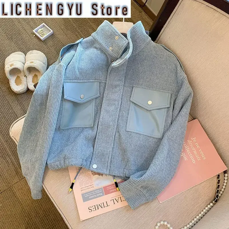 Grey Sport Leisure Suit for Women Autumn Winter Korean Version Retro Fashion Senior Seniority Age-reducing Two-piece Set