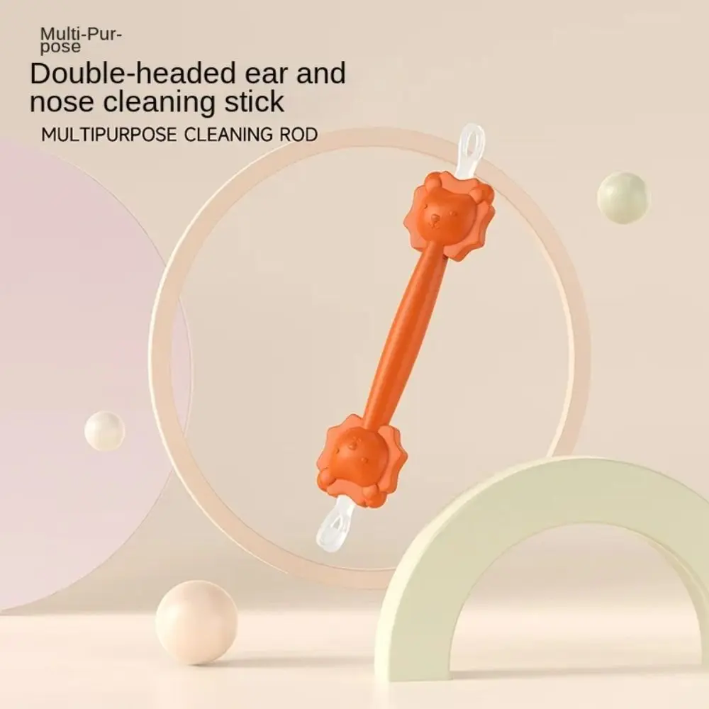 Cute Double-headed Baby Cleaner Spoon Clean Tweezers Lion Wax Curette Picker Silicone Nose Cleaner