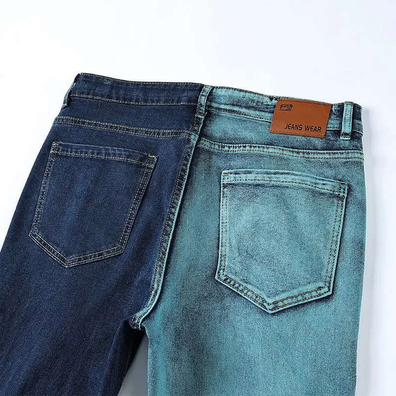 جينز كاكي عصري على الطراز الأمريكي، سراويل مستقيمة الساق للرجال، سراويل كبيرة الحجم بجيب شخصي، جينز قديم