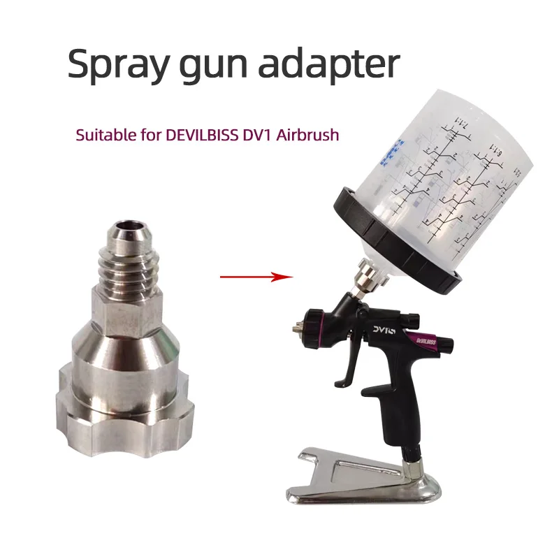 Адаптер для аэрографа из нержавеющей стали для DEVILBISS DV1, небольшой ремонтный аэрограф, 200/400 мл, одноразовый моющийся чайник Адаптер для аэрографа из нержавеющей стали для DEVILBISS DV1, небольшой ремонтный аэрограф, 200/400 мл, одноразовый моющийся чайник