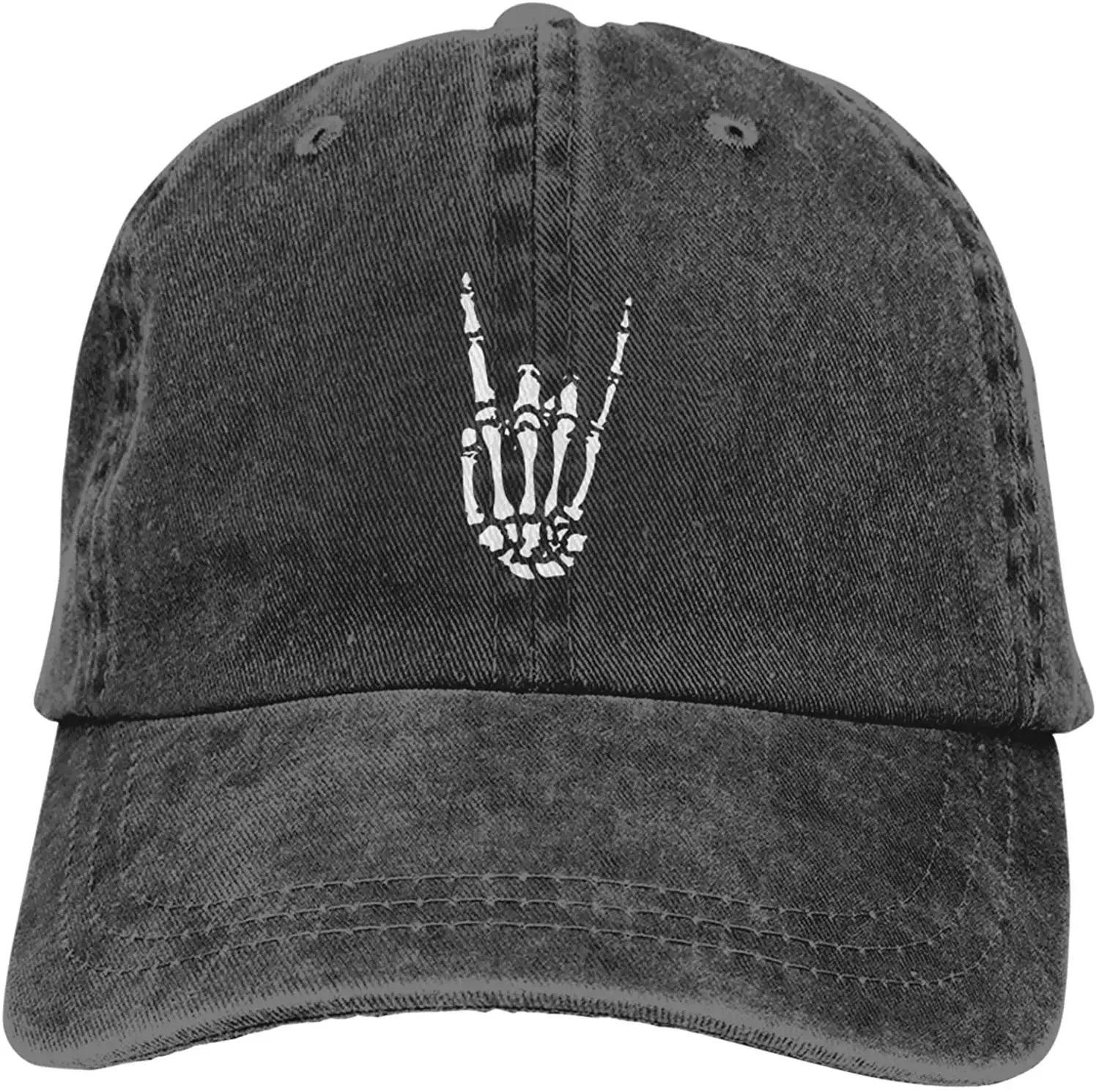 

Rock N Roll Skeleton Hand Casquette Baseball Cap for Men Women Adjustable Vintage Washed Cotton Denim Classic Caps Dad Hat