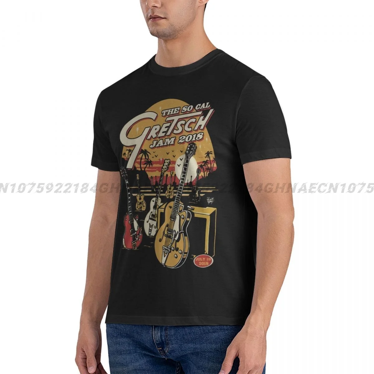 The So Cal Gretsch Jam 2018 Guitar Cotton Soft Touch Men Tshirt Loose Shortsleeve Breathable Plus Size Tee Top