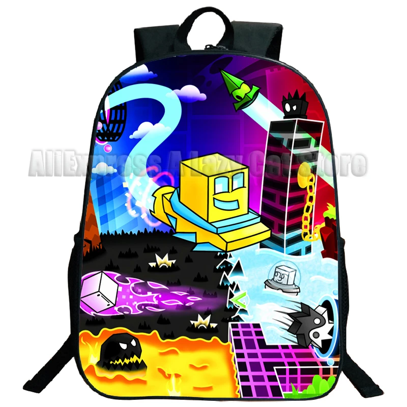 Angry Geometry Dash Backpack Anime Storage Student School Bag forniture Cartoon Print uomo donna Work Computer zaino regalo