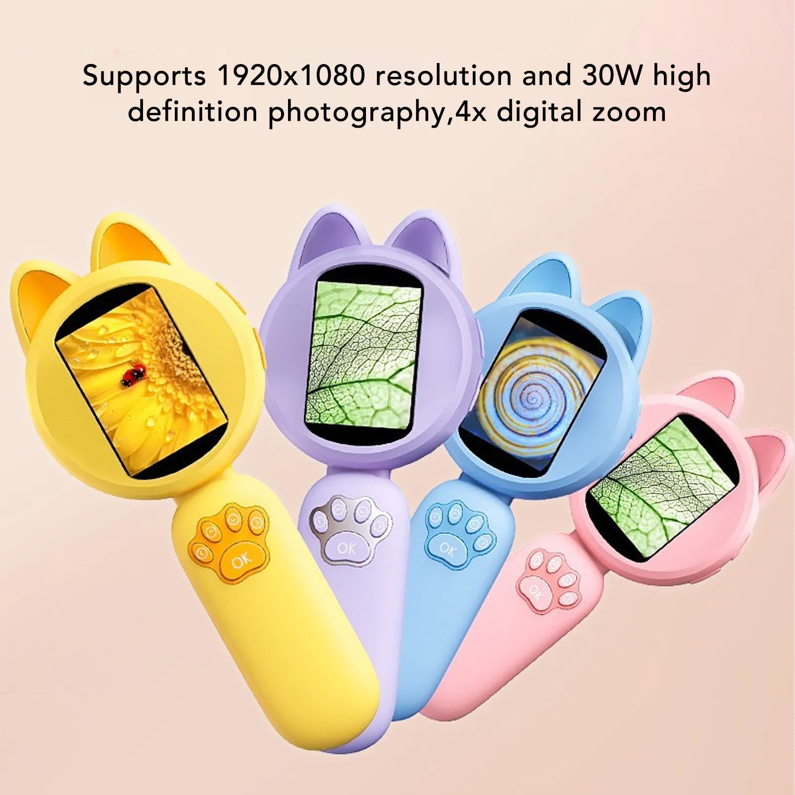 Microscopio digitale IPS da 2 pollici Microscopio portatile con zoom 4x per bambini con microscopio a moneta da 8 LED per esterni per piante, STEM, visualizzazione su PC