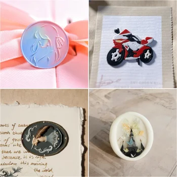 ตราประทับไฟตราประทับแบบหลายชั้นแกะสลักอย่างดีหัวทองแดง Relief น่ารักพร้อมบัตรเชิญและบัญชีบัตรเชิญประทับตรา