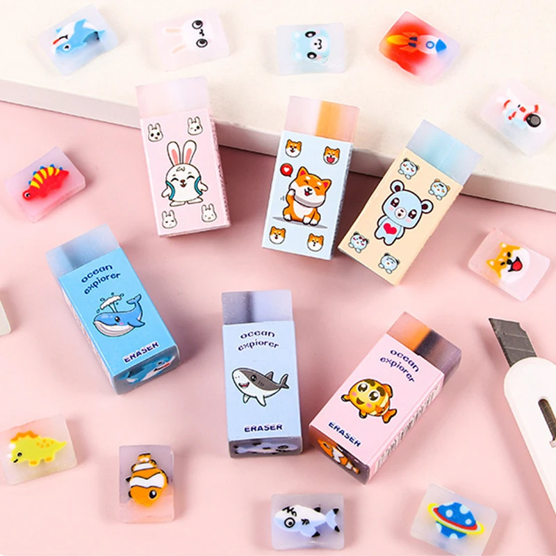 10 قطعة الحيوانات الكرتون لطيف صاروخ نمط ممحاة للأطفال حفلة عيد ميلاد تفضل العودة إلى المدرسة القرطاسية هدية بيناتا الحشو #3