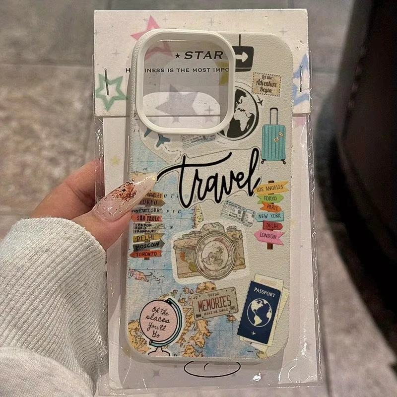 Travel Element Collage Design Phone Case for Samsung S26 S25 S24 S23 S22 S21 S20 Note20 Ultra Plus A73 A55 A25 A15 A33 5G Cover