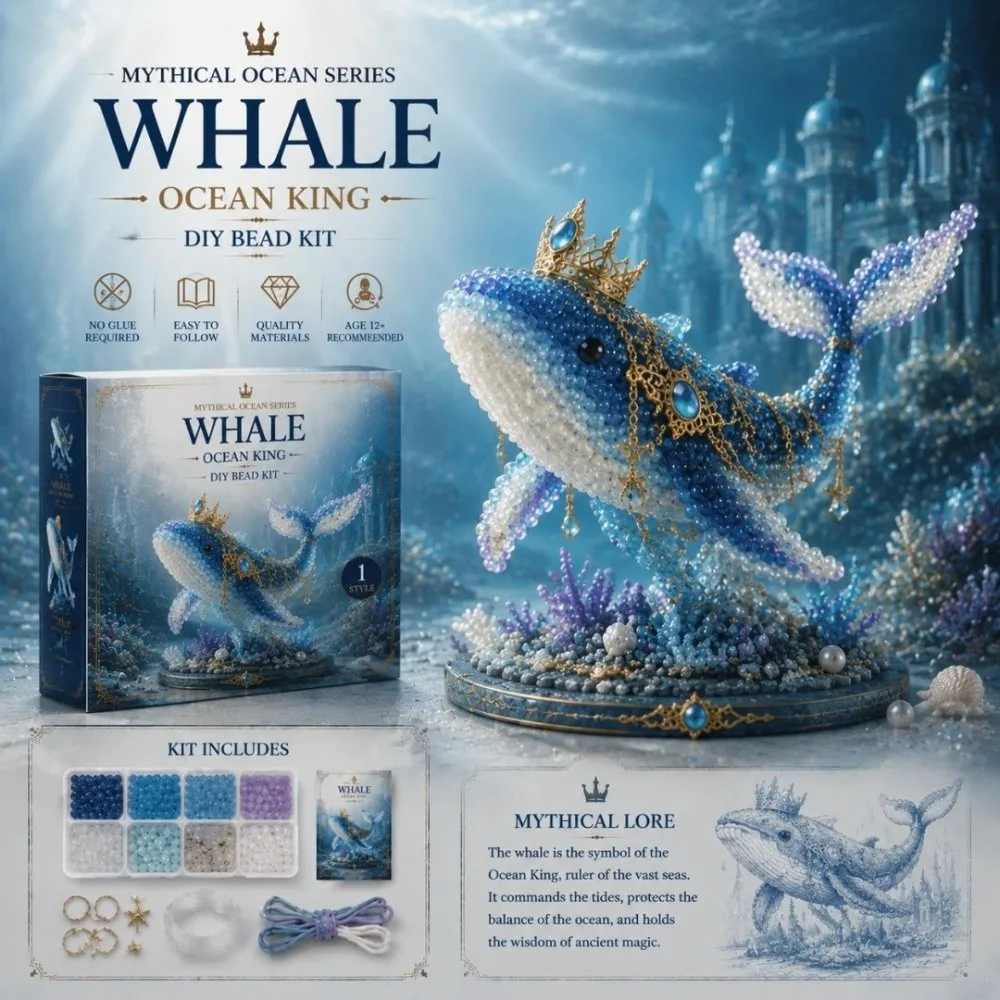 Handmade DIY Marine Organism Beaded Embroidery Kit Colorful Tiny Mythical Ocean DIY Bead Kit Mini Educational