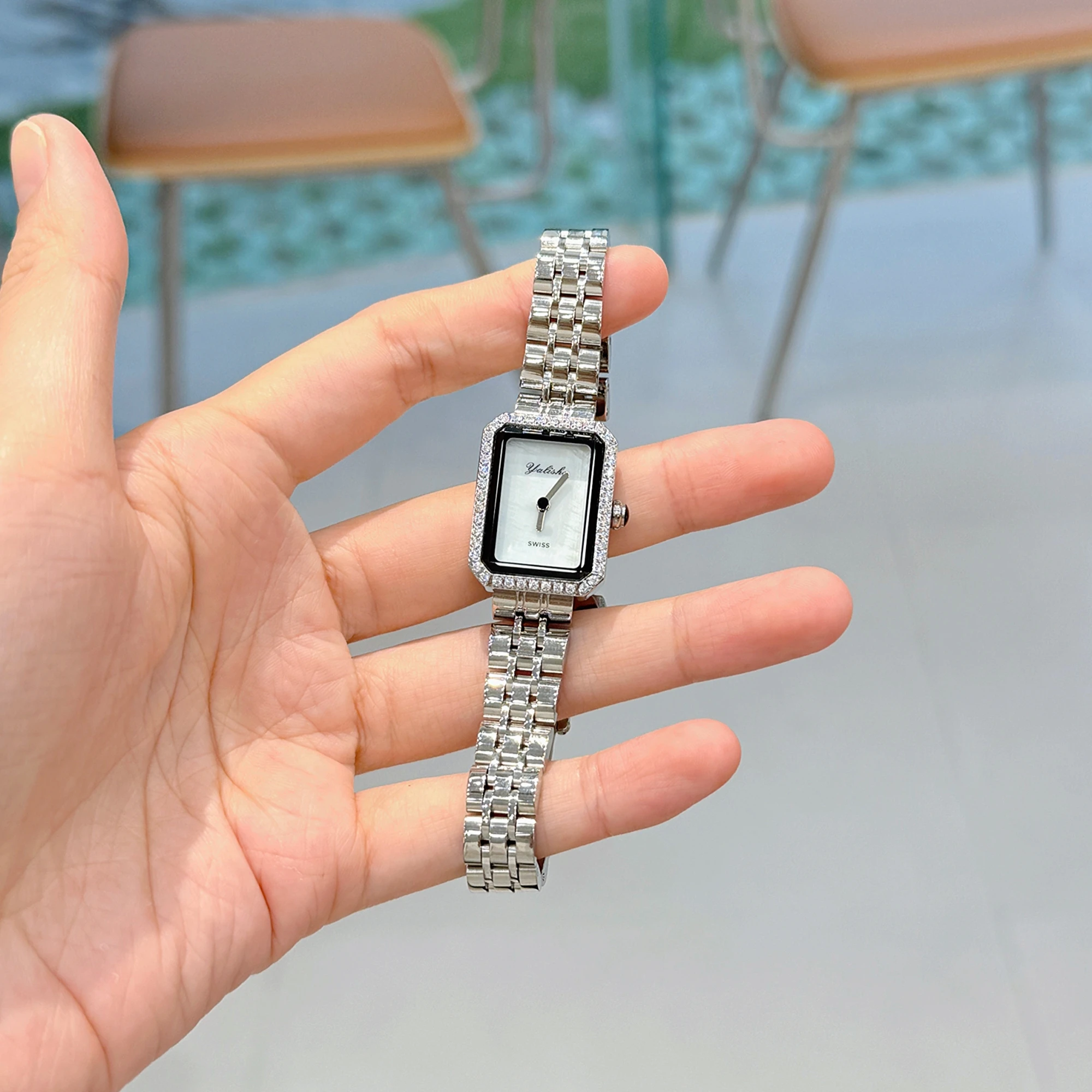 Top Brand Square Full Diamond Women's Watch Simple Luxury Elegant Fashion Quartz Watch Niche Casual Business Women's Gift Table
