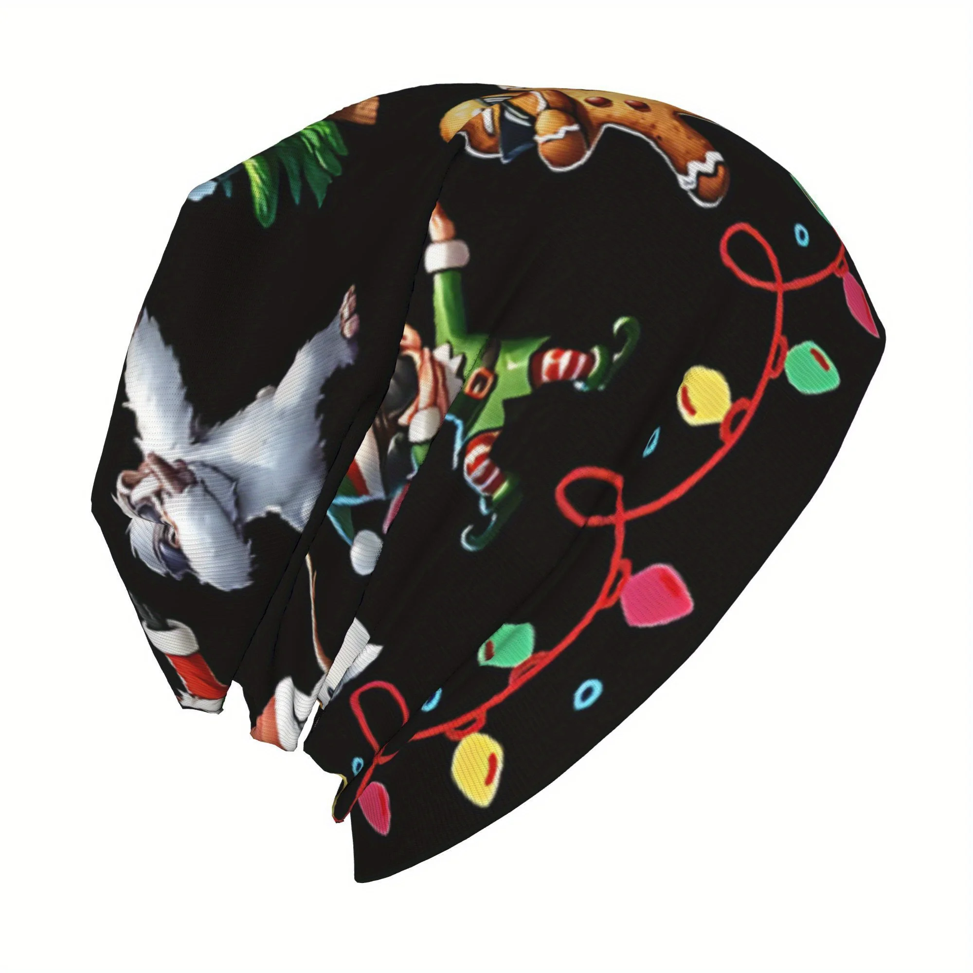 Винтажная рождественская кепка с черепом Санта-Клауса, 95% полиэстер 5% эластан, эластичная трикотажная ткань, можно стирать в руках, унисекс, Рождество