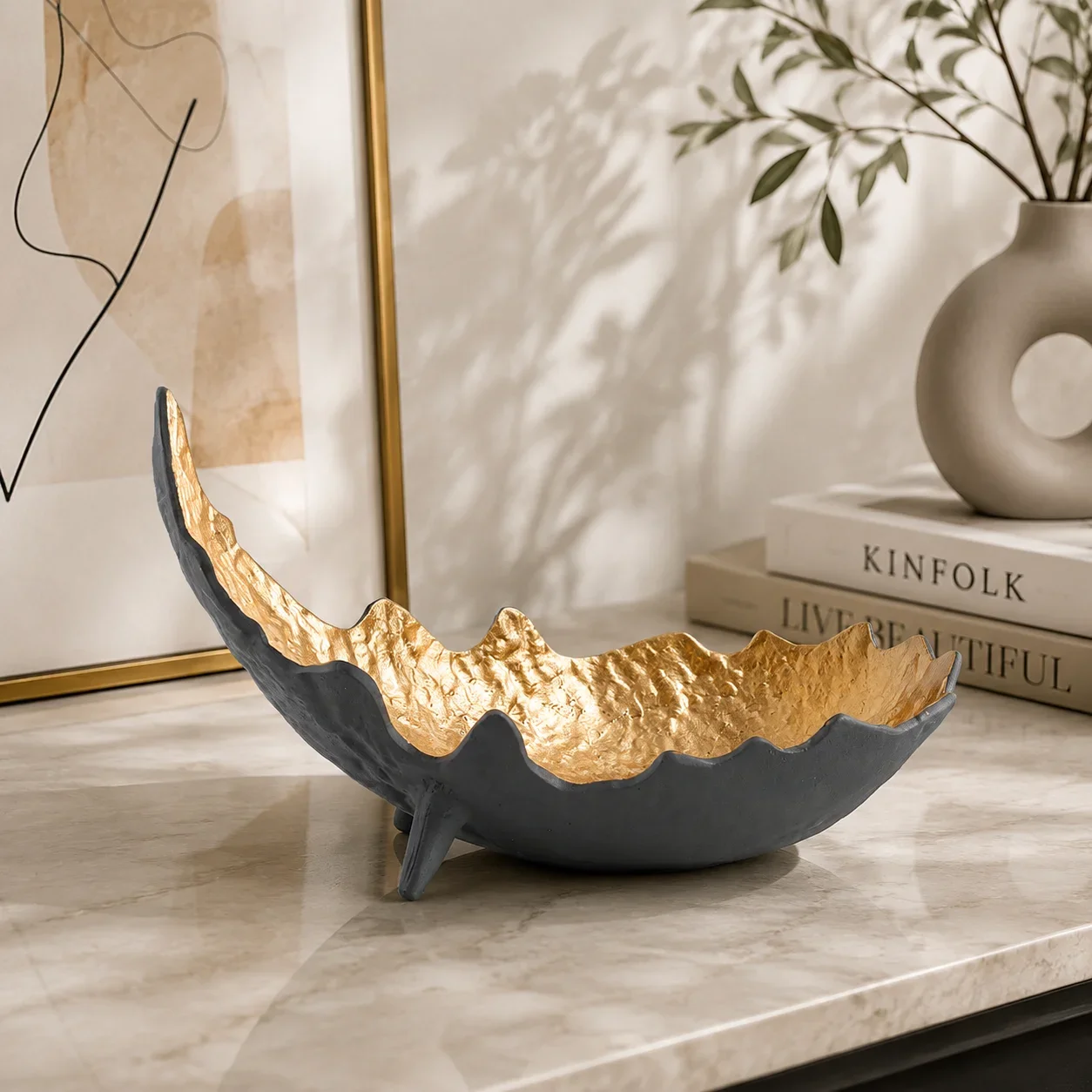 Brass Diamond Wireframe Dish Scandinavian Style Figurine Lounge Chamber Foyer Inn Interior Premium Tabletop Exhibit Goth decor