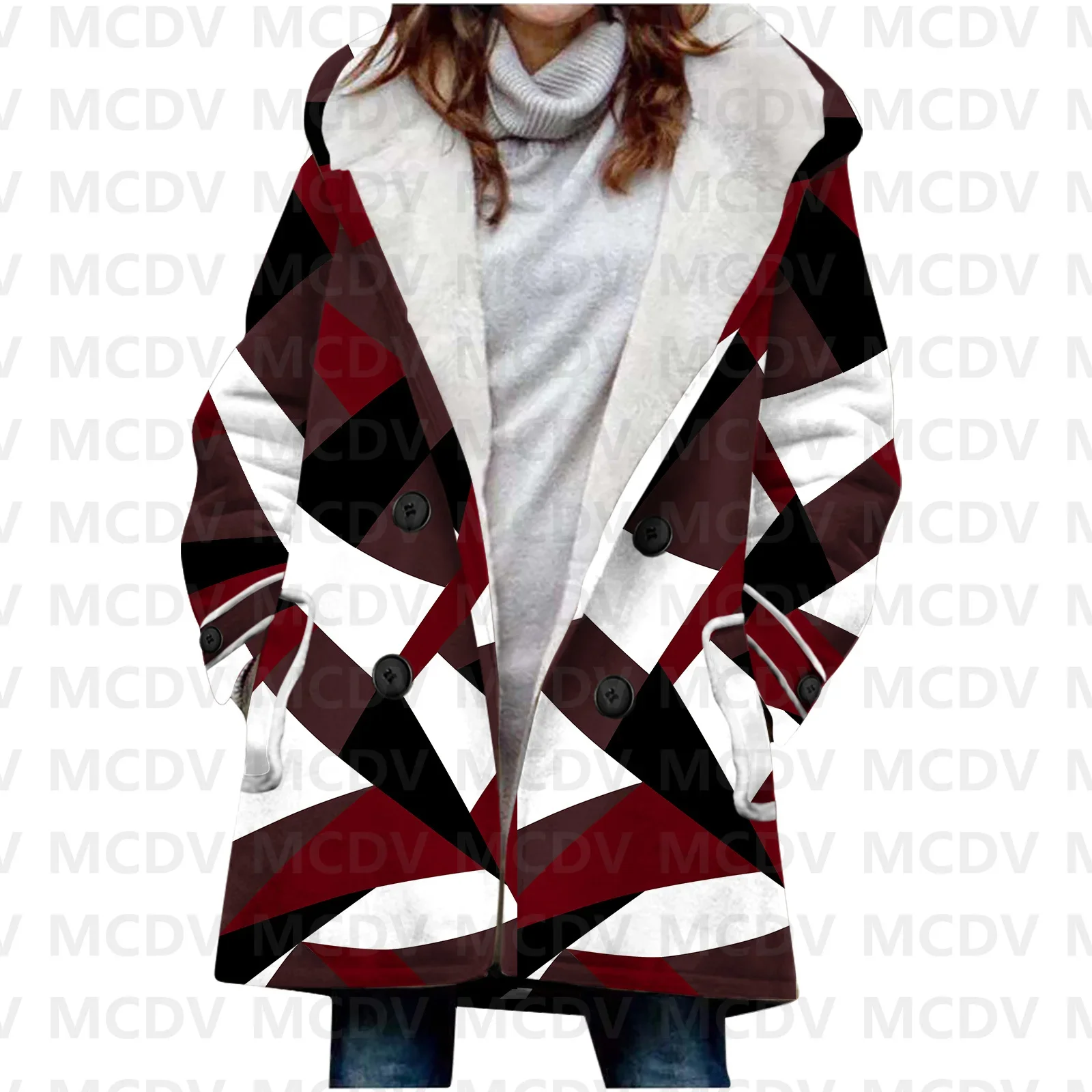 3D Printed Fleece Hooded Cloak Women Thick Warm Coat Women's Winter Warm Overcoat Casual Clothes 18 Color