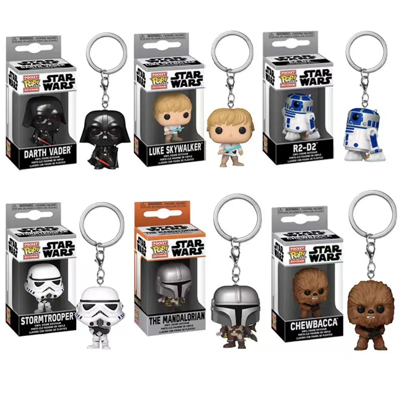 Kawaii Star Wars Series Keychain Mandalorian Luke Skywalker Chewbacca Action Doll Bag Ornament Funko POP Doll Toy Holiday Gifts