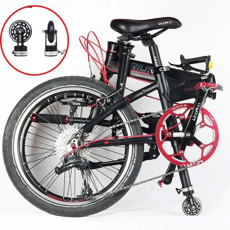 

Folding Bike Auxiliary Single Wheels Portable Compact Oxford Easy Install Lightweight Bicycle Wheel Wear-resistant Bicycle Parts