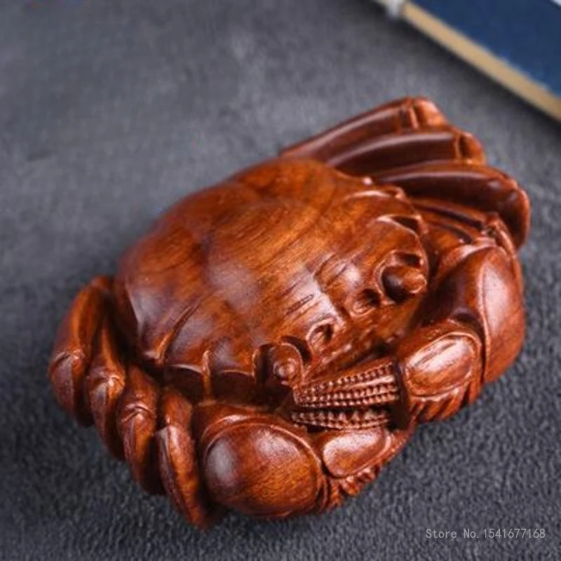 Creative Huanghua Pear-Shaped Crab Sculpture for Men, Wood Carving Handle, Small Pendant, Eight Sides to Wealth, Wealth, 1Pc