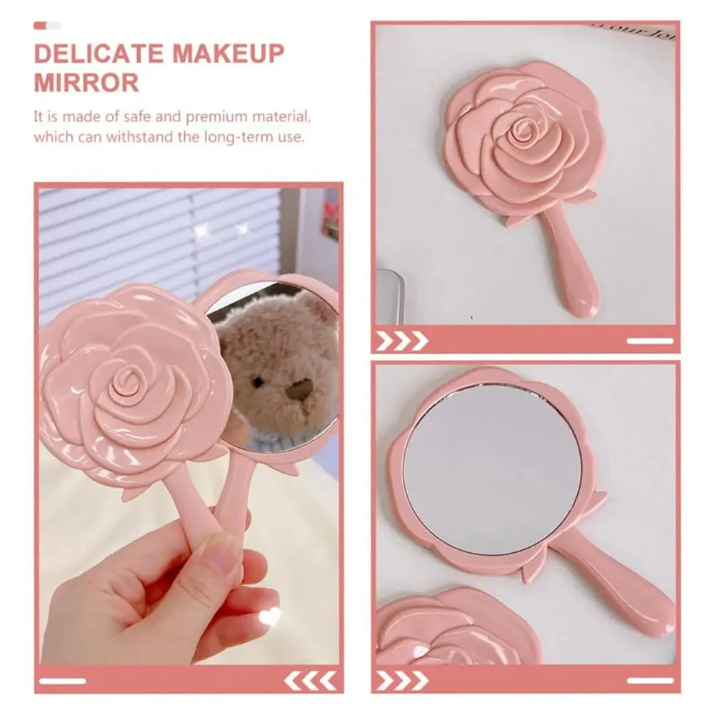 3D Stereo Retro Rose Flower Shape Cosmetic Makeup Compact Mirror Hand Mirror Hand Mirror Compact Mirror Girl Birthday Gifts