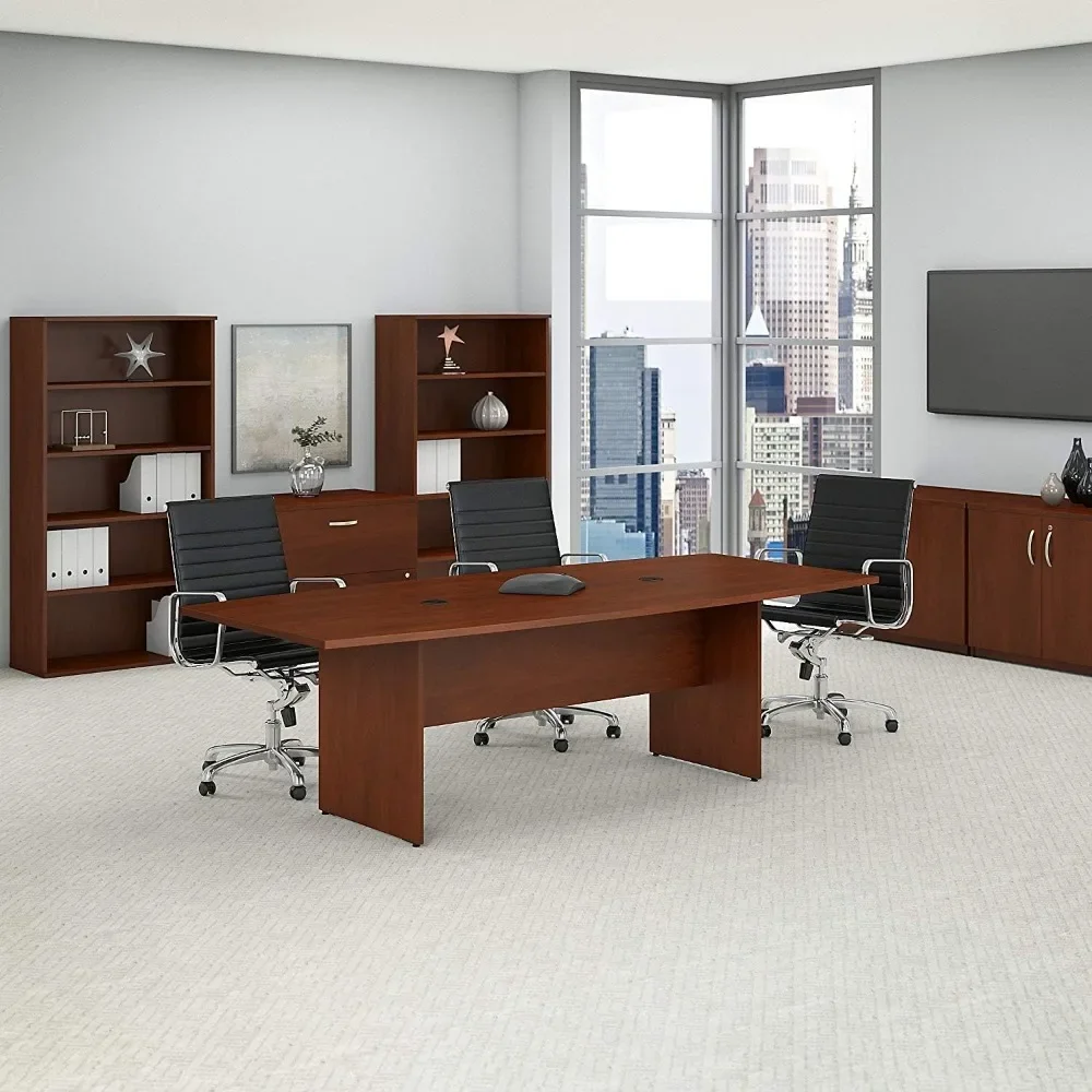 Conference Table for 6-8 People with Wood Base | Boat Shaped 8 Foot Desk for Office Boardrooms and Training Rooms