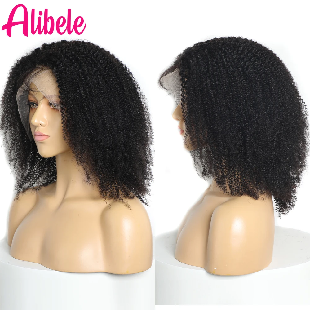 

26 30 inches Afro Kinky Curly Lace Front Human Hair Wig Factory Outlet Transparent Lace Curly Pre Plucked Natural Black 12A
