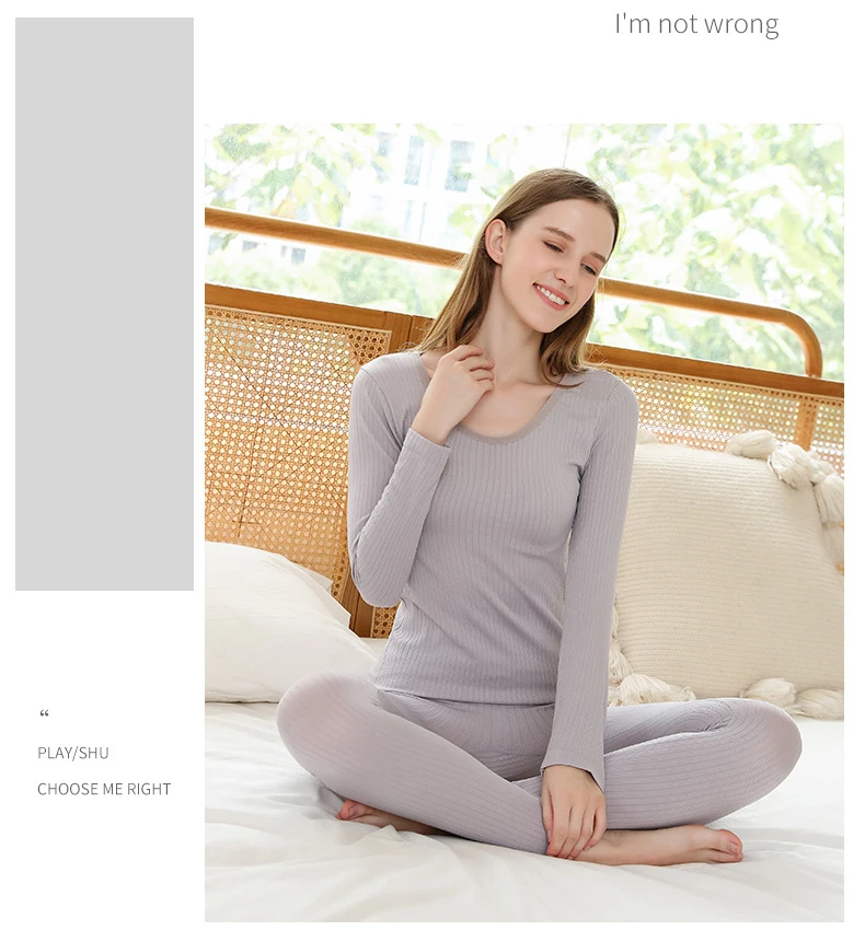 2-teiliges warmes Thermo-Unterwäscheset für Damen, sexy Unterwäsche, lange Unterhosen, Herbst-Winter-Thermo-Set, Damenkleidung mit mittelhohem Kragen und formgebendem Design. – Detail 23