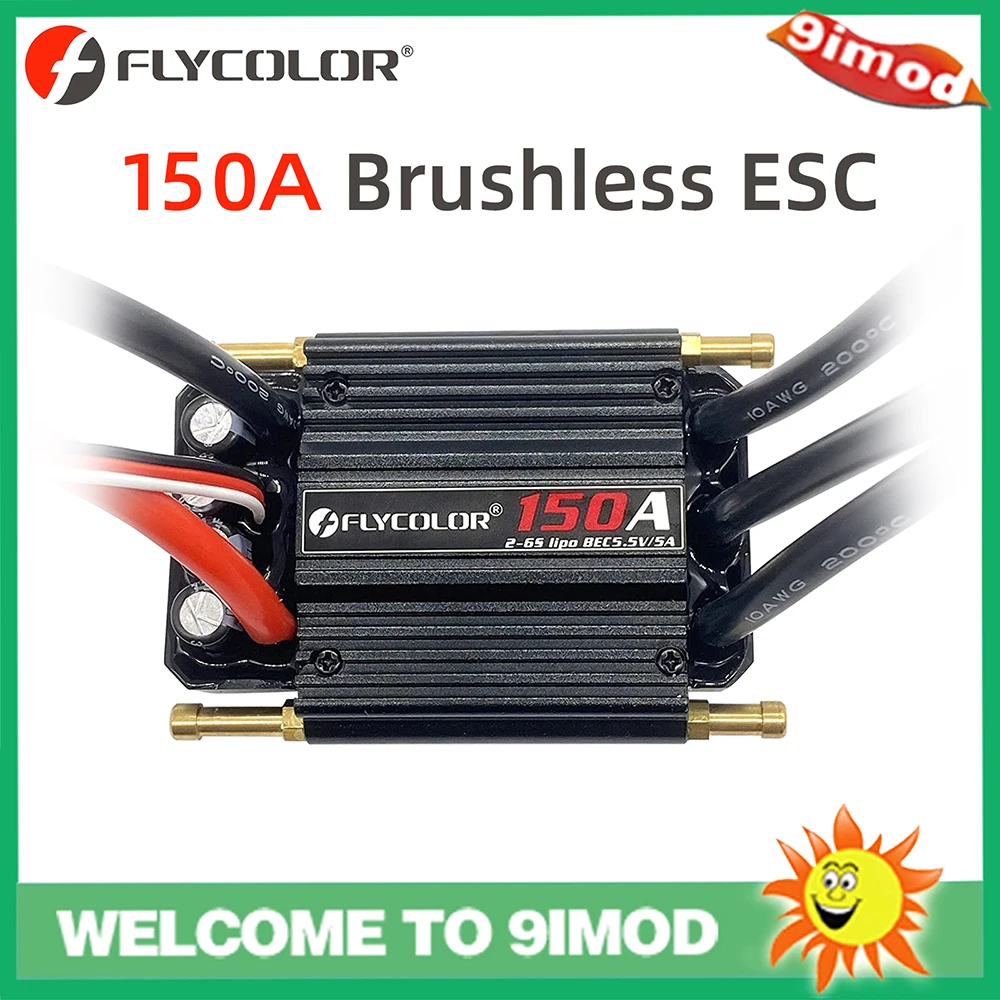 

Контроллер скорости Flycolor 150A, бесщеточный ESC, поддержка 2-6S BEC 5,5 В/5 А для модели корабля, радиоуправляемой лодки