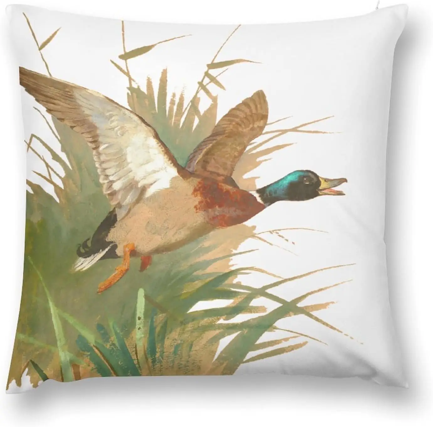 Wildlife Bird Art Pillowcase 18x18 Inch Nature Illustration Throw Pillow Cover Rustic Pheasant Design Home Decor Accent Cushion