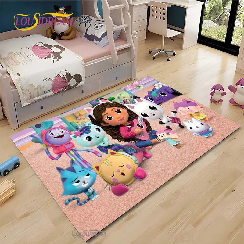 Kawaii Cartoon Anime Gabby's dollhouse Cute UnSlip Carpet for Bedroom Living Room Playroom Sofa Rug,Kitchen,Door Floor Mat Gift