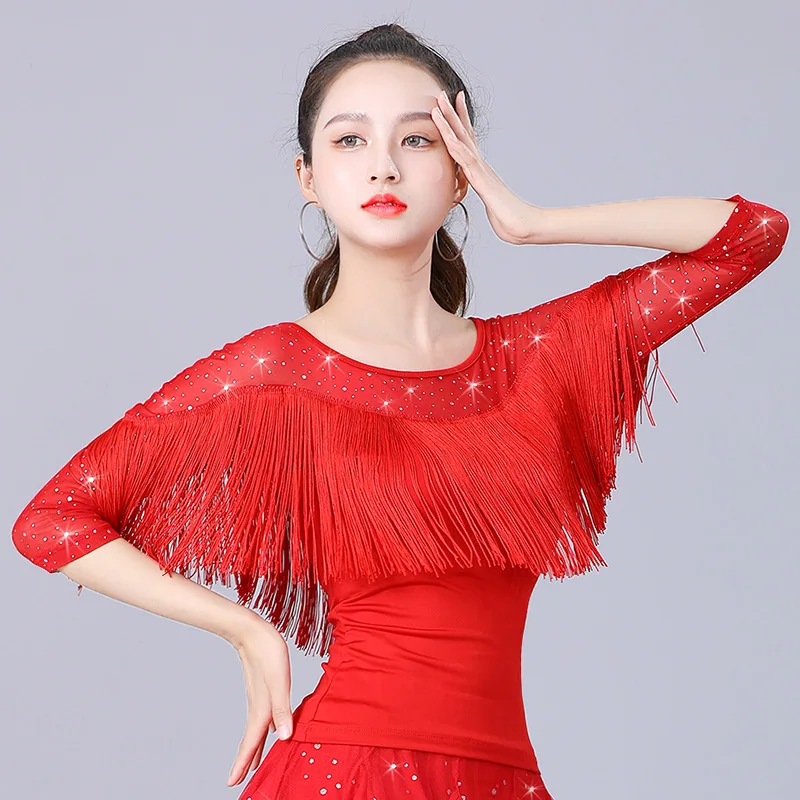 New Style Latin Dance Modern Dance Tops Women's Square Dance Clothes National Standard Ballroom Dance Practice Clothes