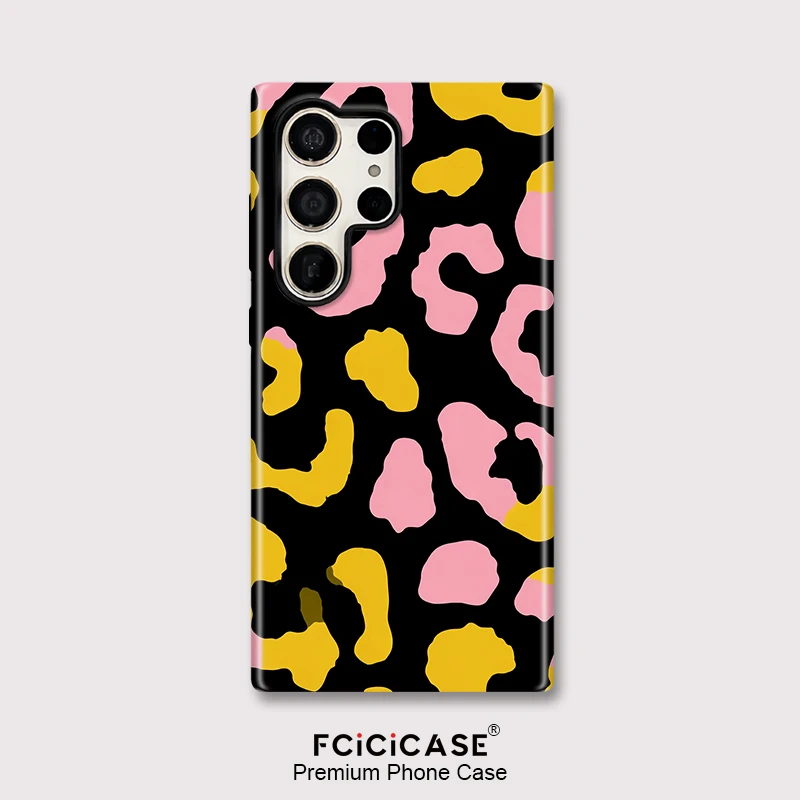 Fcicicase Leopard  Pattern Phone Case For Samsung Galaxy S25 S26 Ultra S24+ S20 FE S23 A26 A36 A56 A16 Anti-Drop Matte Cover
