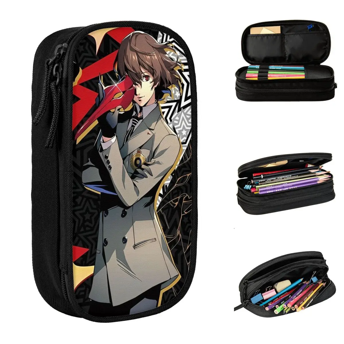 Personas Pencil Cases P5 Anime The Royal Pencil Pouch Pen Box Girls Boys Large Storage Bags Students School Zipper Stationery