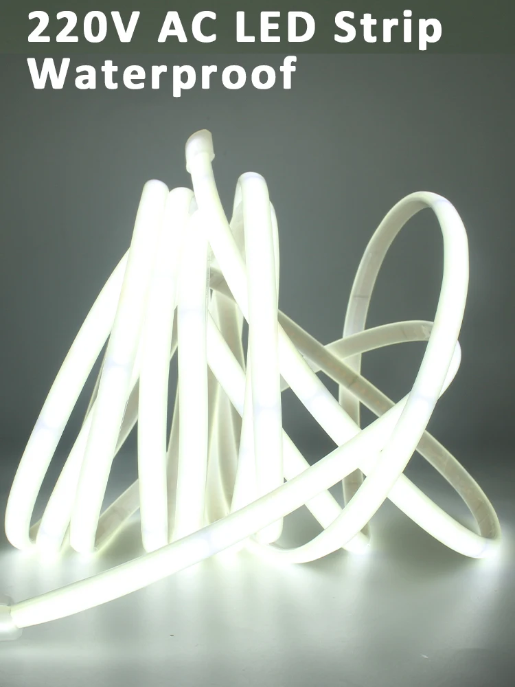 Taśma LED COB AC 220V IP67 Wodoodporna z Wtyczką EU/Przewodem 2-pinowym 240 LED/M 3000K 4000K 6000K Elastyczna Lampa do Dekoracji Domu (2Pin Wire) — Zdjęcie 2 z 2