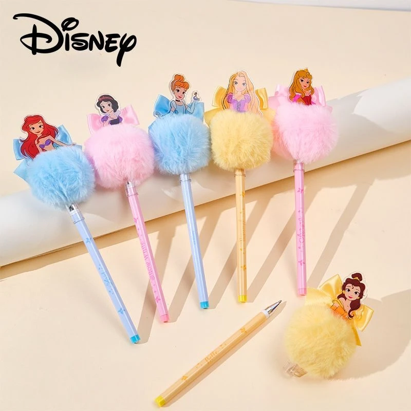 Princess Pom Ballpoint Pens Belle Ariel Cinderella Rapunzel Topped Pens for Girls Stationery for Girls Toys Gift view 6