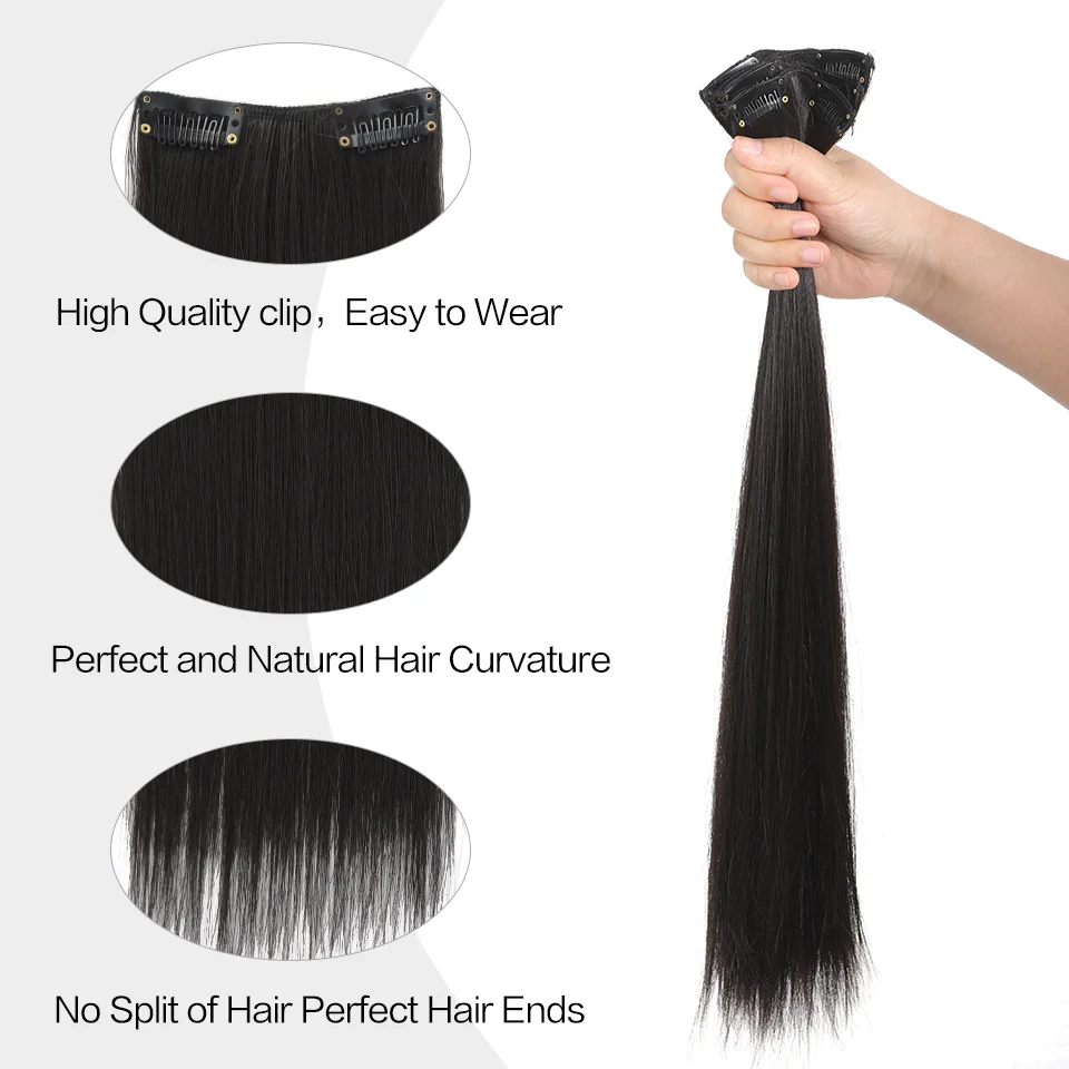 Premium Synthetic Fiber Hair Extensions -, Easy to Wear, Heat-Resistant, 16/20 Inch, Set of 4 Pieces, Versatile for All Users