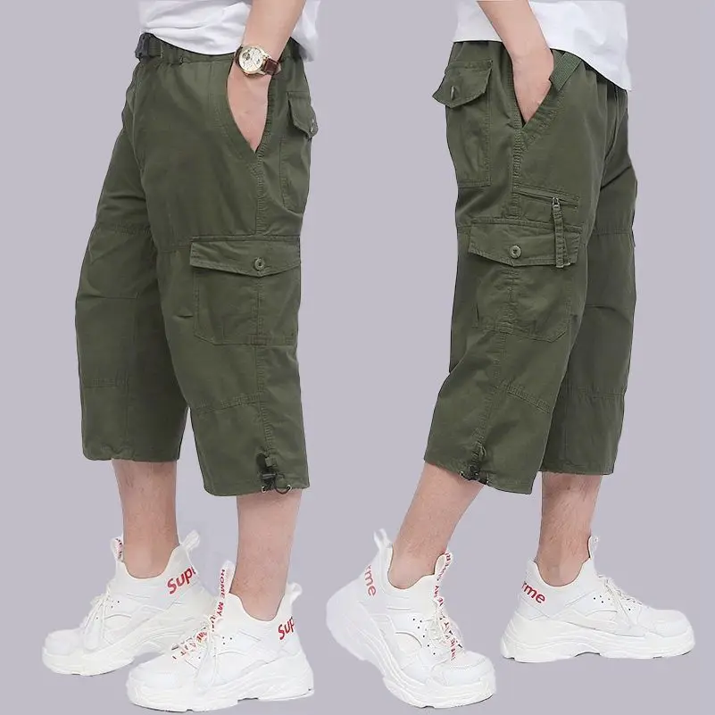 Summer Men New Capris Cargo Shorts Outdoor Casual Essentials Male Vintage Fashion New Oversize Solid Straight Sports Short Pants