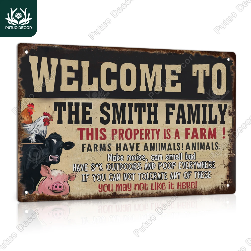 

Putuo Decor 1pc Custom Metal tin Signs, Personalized Plaques Vintage Panel Wall Art Deco Family Farmhouse，7.9x11.8 Inches