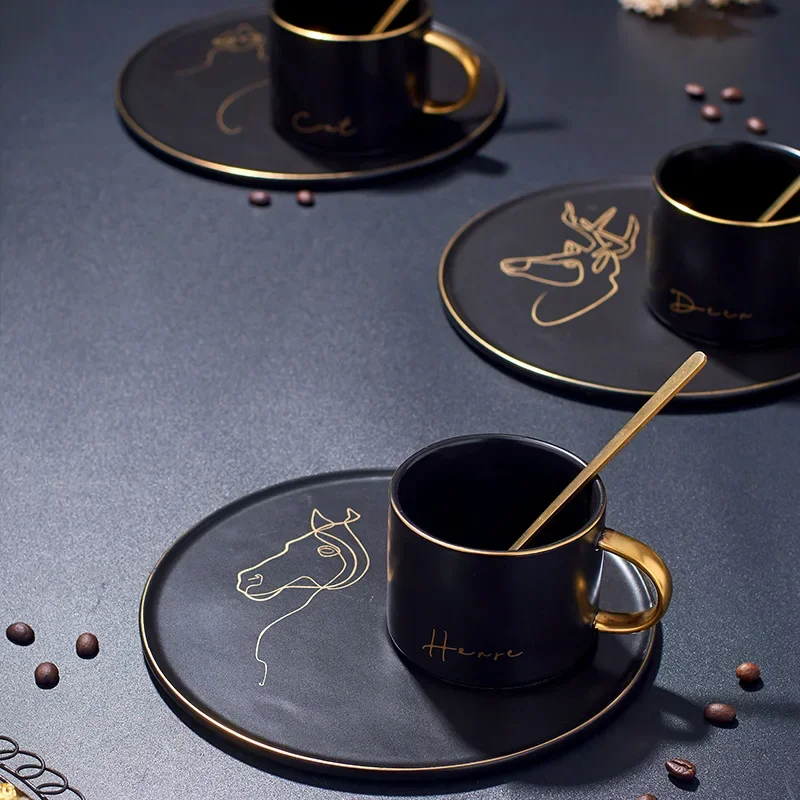 European Ceramic Coffee Cup Set Couple Mug English Afternoon Tea Set Practical Cup and Dish with Spoon Dessert Plate Drop Ship