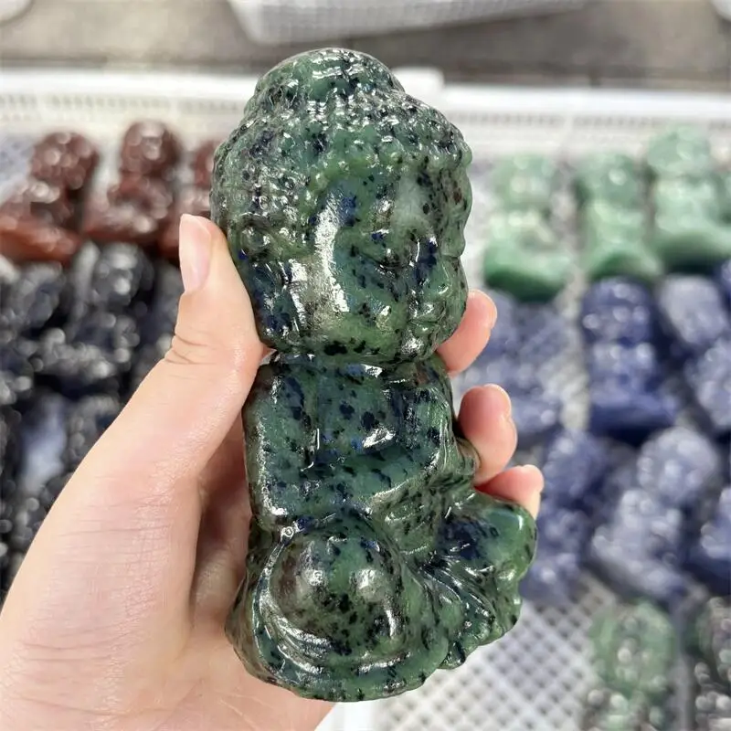 Natural Ruby In Zoisite Buddha Statue Carving Healing Reiki Christmas Gift For Children Or HomeDecoration Gift 1PCS