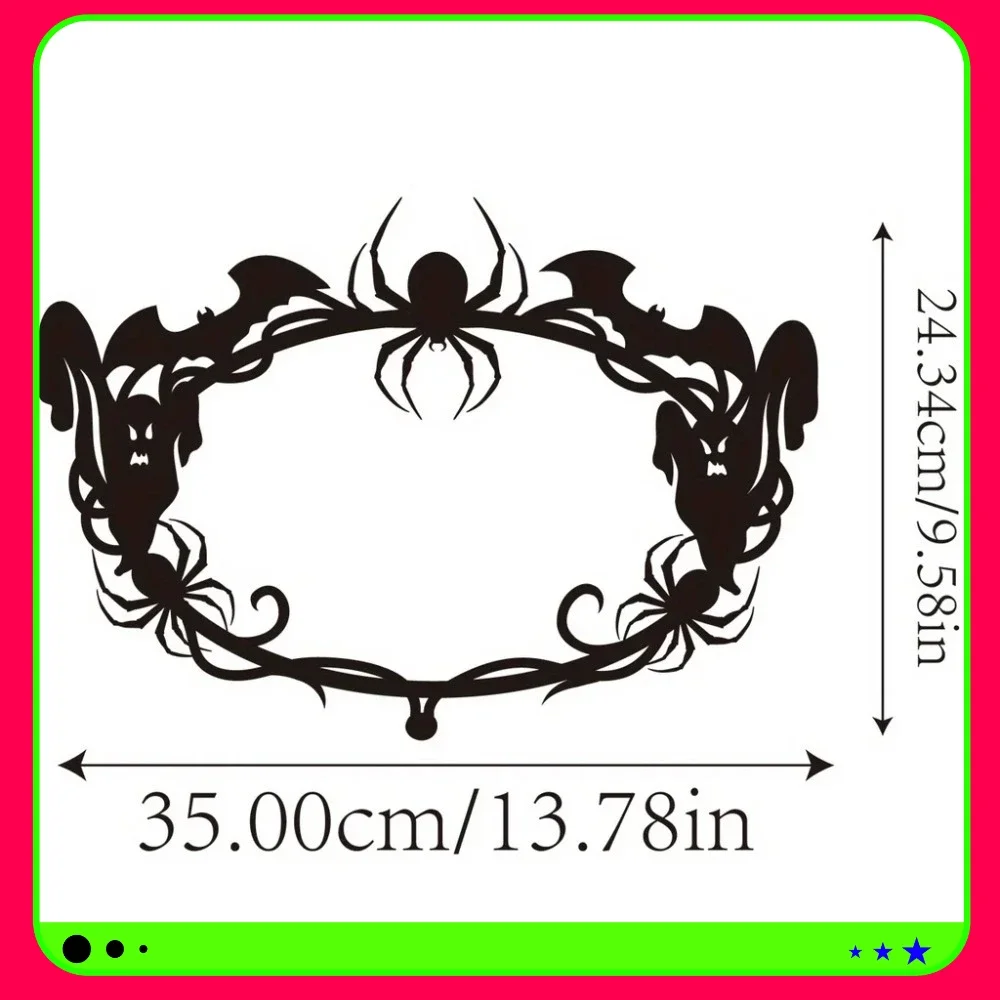 CIFBUY Halloween Wreath Metal Wall Art Spider Bat Ghost Iron Hanging Sculpture Door Home Decor Ornament Gift - view 4