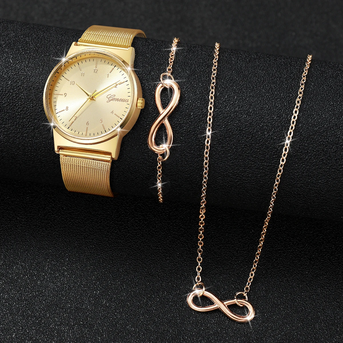 3 unids/set de relojes de Mujer con esfera a la moda, Reloj de pulsera sencillo de cuarzo para Mujer, conjunto de joyería, Reloj para Mujer (sin caja)