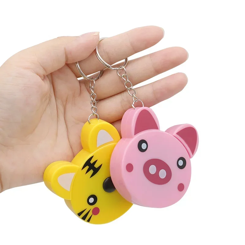 Cartoon Tape Measure  Mini Portable Cute Animal Shape Key Ring Automatic Tape Measure Panda Frog Tiger 0-150cm 0-60 Inch