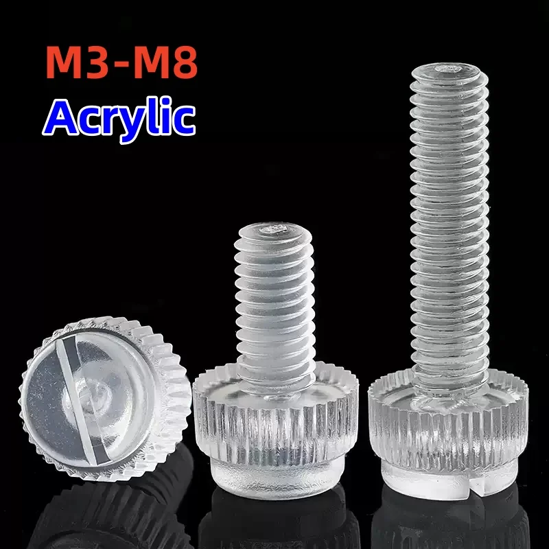 Acrylic PC Transparent Knurled Thumb Slotted Screw M3 M4 M5 M6 M8 Hand Twist Screw Computer Hand Tighten Screws