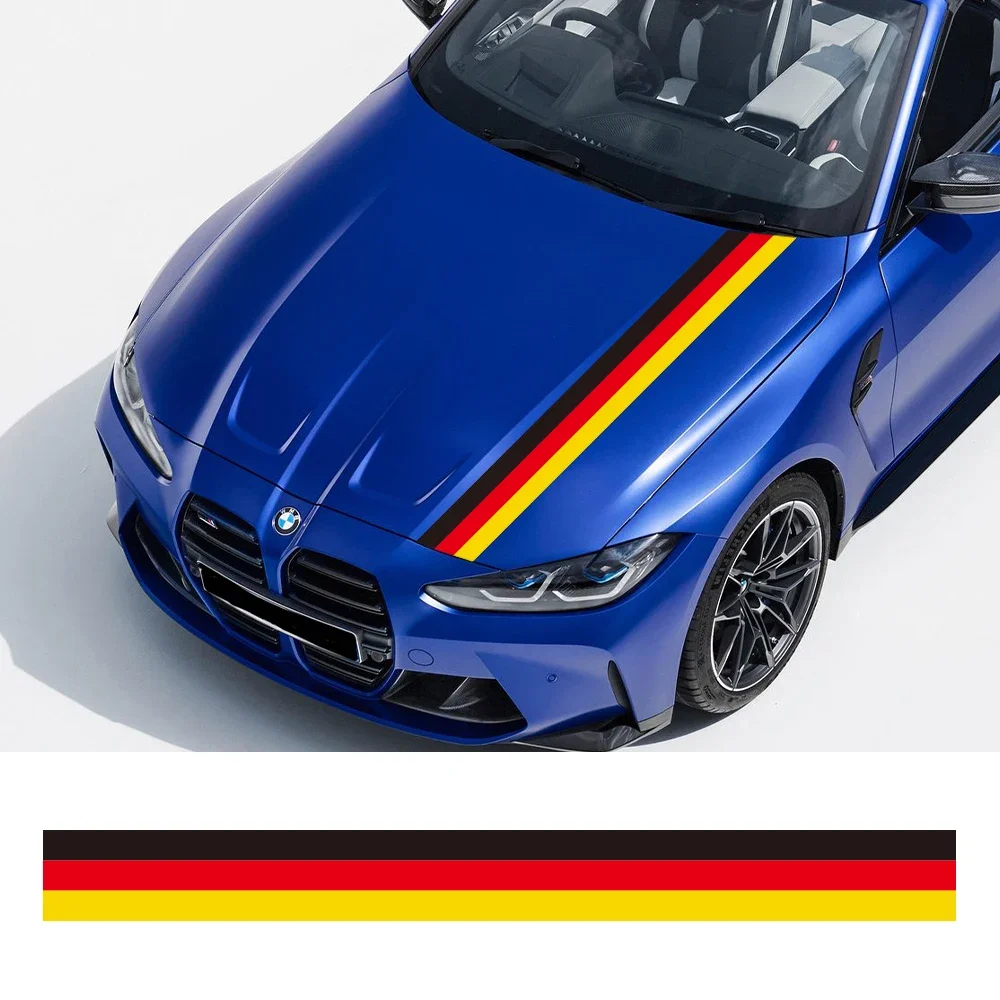 

German Flag Style Tricolor Stripe Car Hood Bonnet Sticker For VW BMW Mercedes Audi DIY Vinyl Film Decal Auto Tuning Accessories