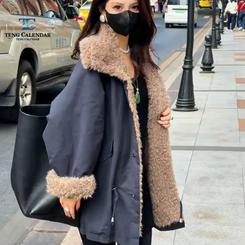 Winter Fashion Casual Style Overcomes, Medium To Long Loose and Thick Warm Imitation Lamb Wool Cotton Clothing, Women New Style