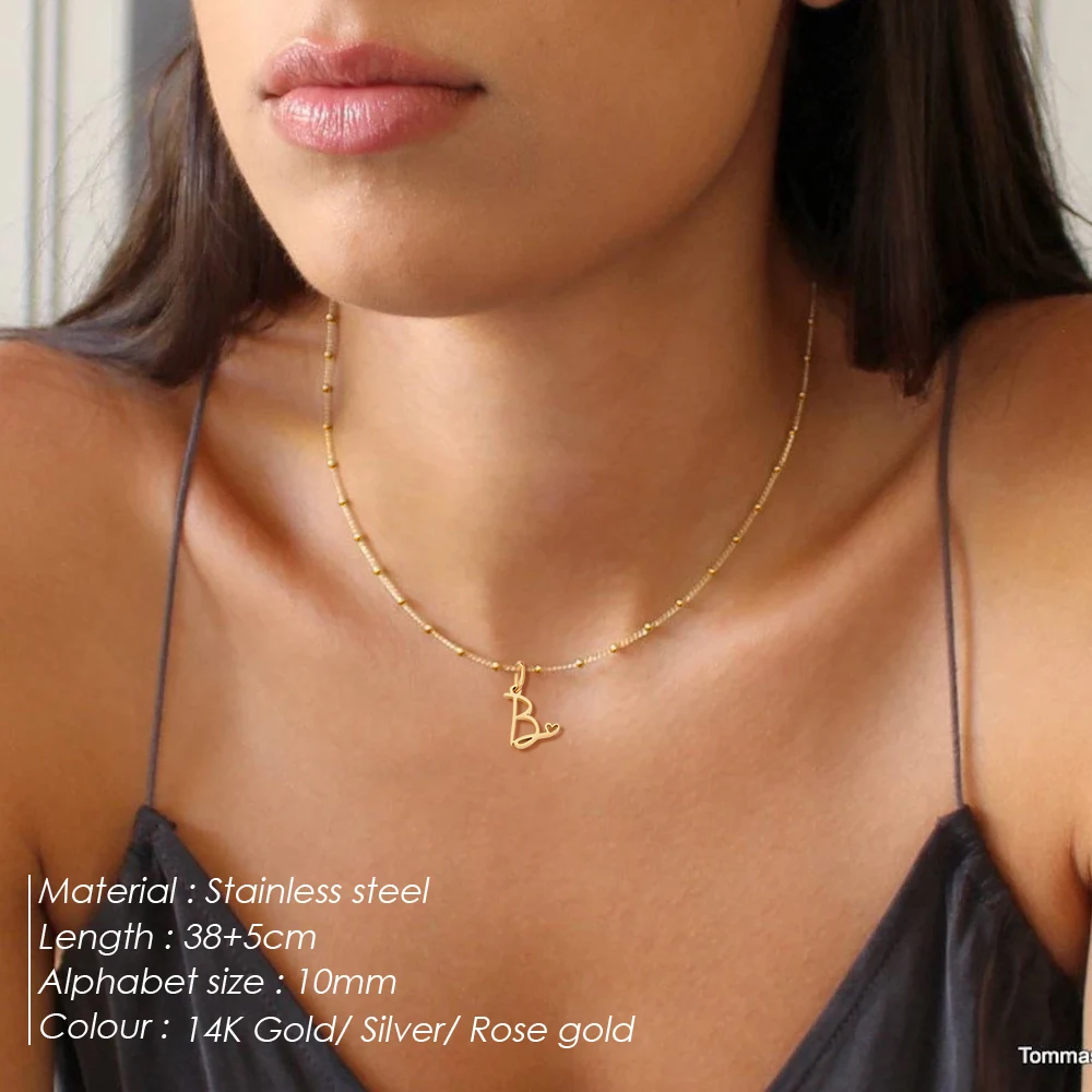 eManco الفولاذ المقاوم للصدأ DIY رسالة على شكل قلب غير النظامية قلادة مطلية بالذهب المرأة قلادة الأزياء والمجوهرات هدية #5