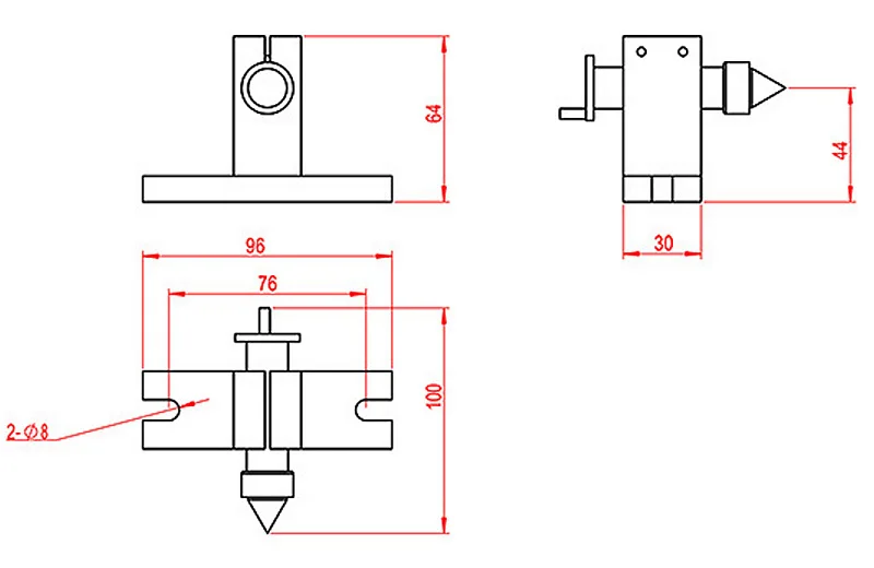 CNC Machine Part Tools Tailstock Thimble Center Height 44MM 54MM Optional for CNC Router 4th Axis