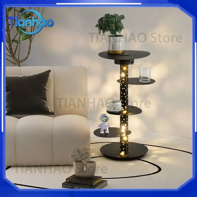 Nordic Coffee Table Floor Lamp with Integrated Storage for Living Room Bedside Table and Vertical Desk Lamp