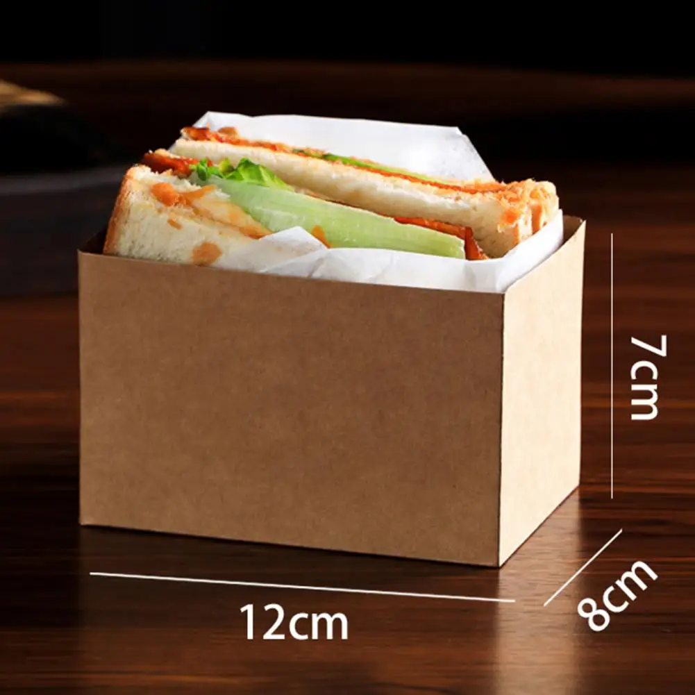 50Pcs Sandwich Take Out Container Disposable Paper DIY Chocolates Food Packaging Box Sandwich Packaging Paper Box Bento Box