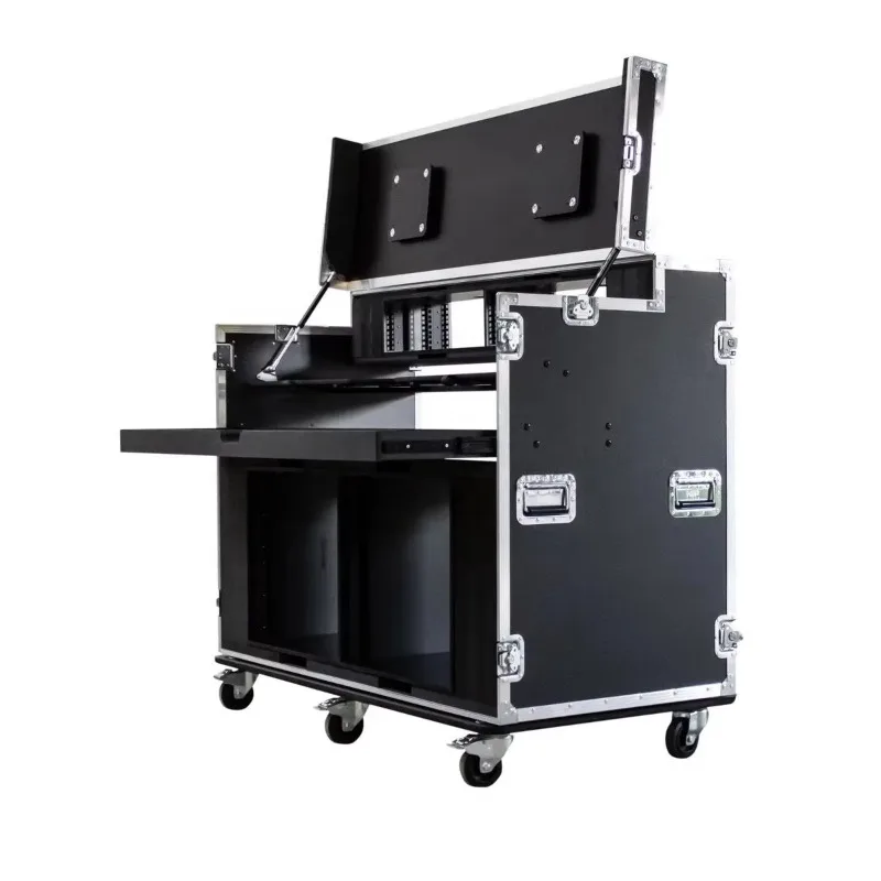 Flight Case Portable Custom Unit with Video Production Workstation and Pull Out Drawer Rolling Tool Box