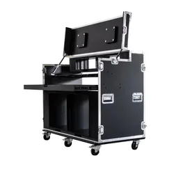 Flightcase Draagbare aangepaste eenheid met videoproductiewerkstation en uittrekbare lade, rollende gereedschapskist