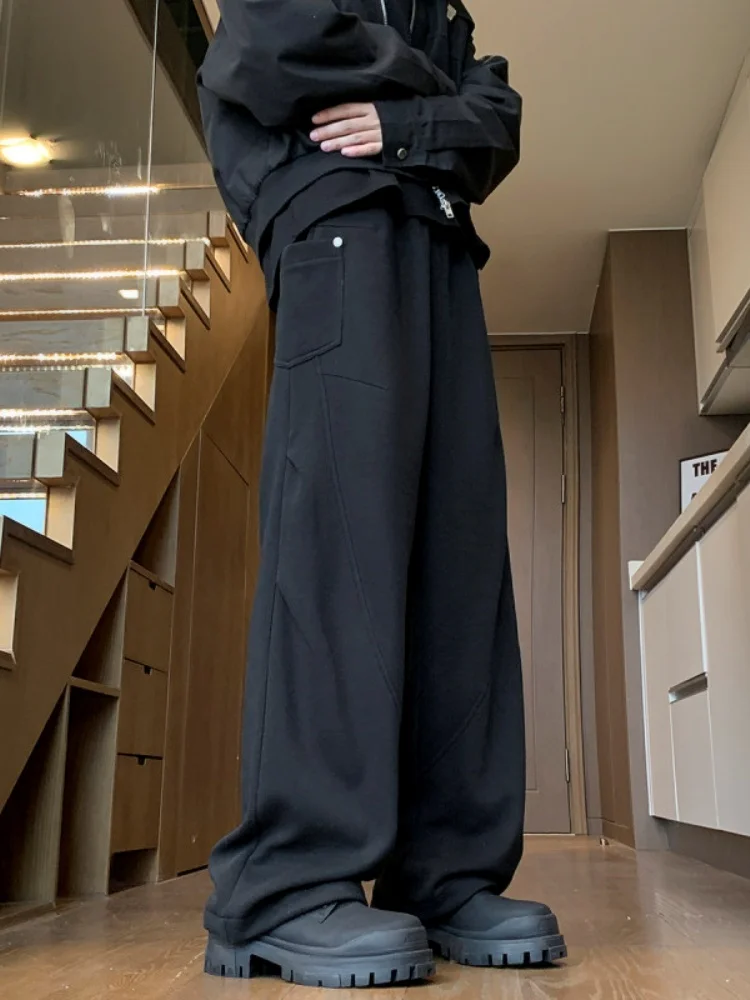 

American Sle Men's Sweatpants Spring Autumn Loose Straight Leg Spor Drapey Wide Leg Pants Youthful Casual Trousers