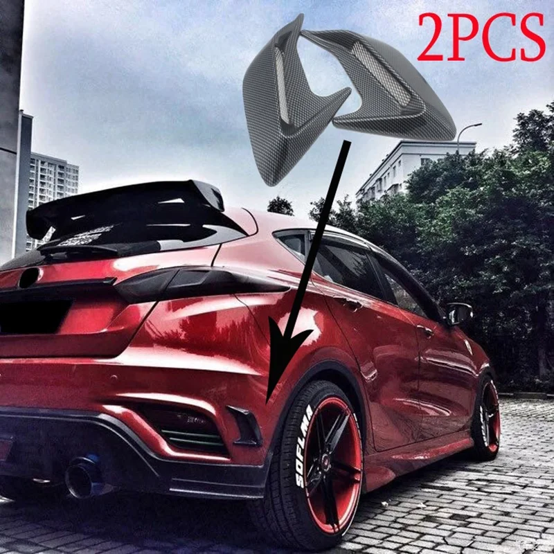 1Pair Carbon Fibre Car Shark Gills Emulation Vent Side Air Inlet Hood Decoration Auto Modification Accessories